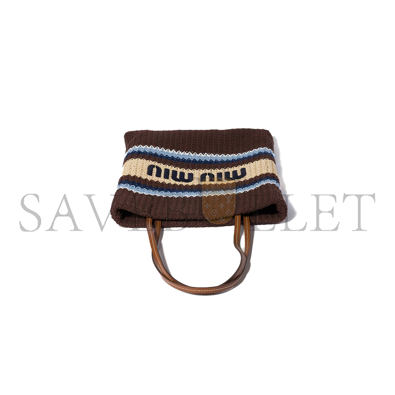 MIU MIU RAFFIA-EFFECT WOVEN TOTE BAG 5BG248 (41*32cm)